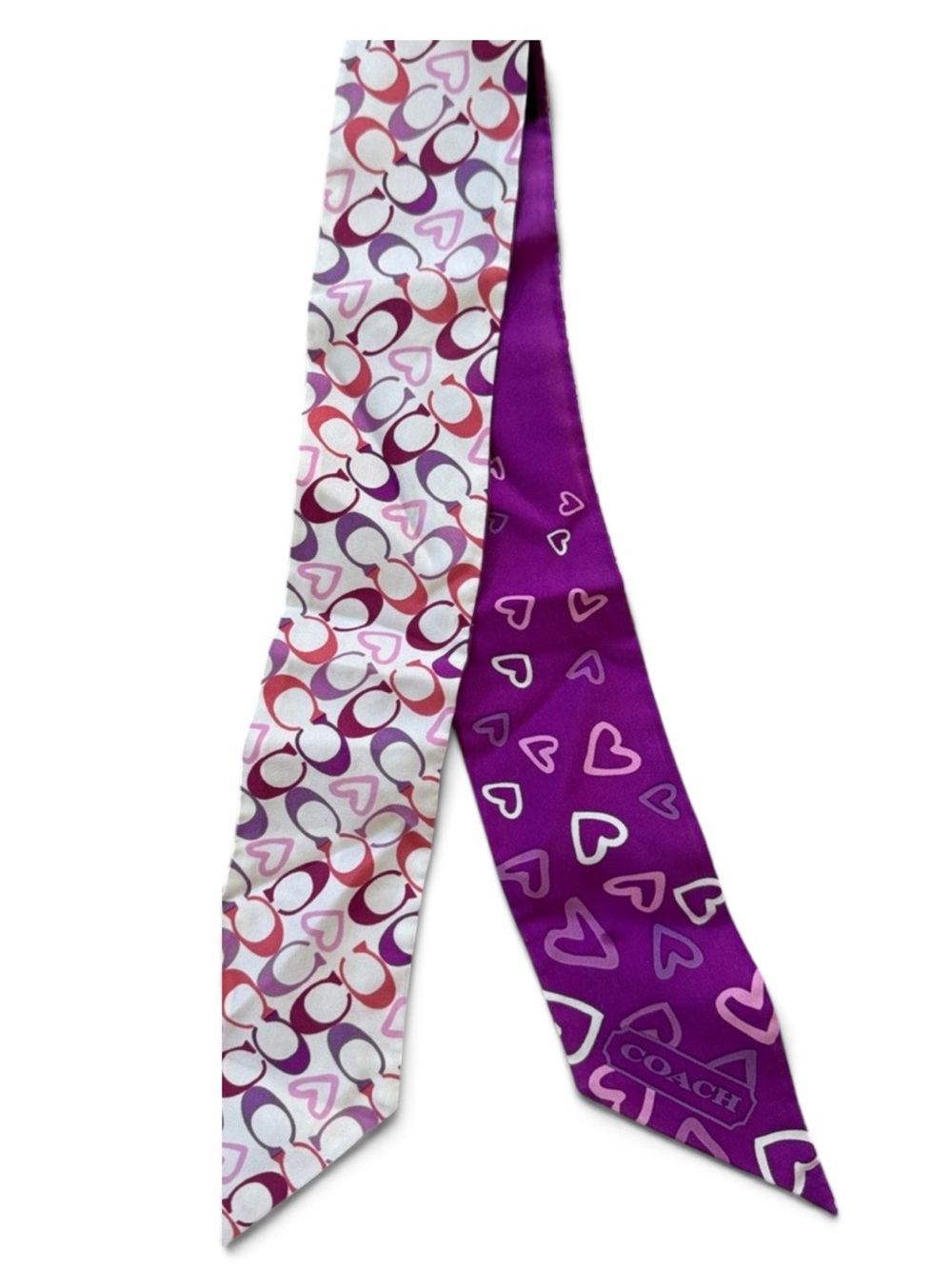 Coach silk reversible, skinny scarf neck scarf, bag hair